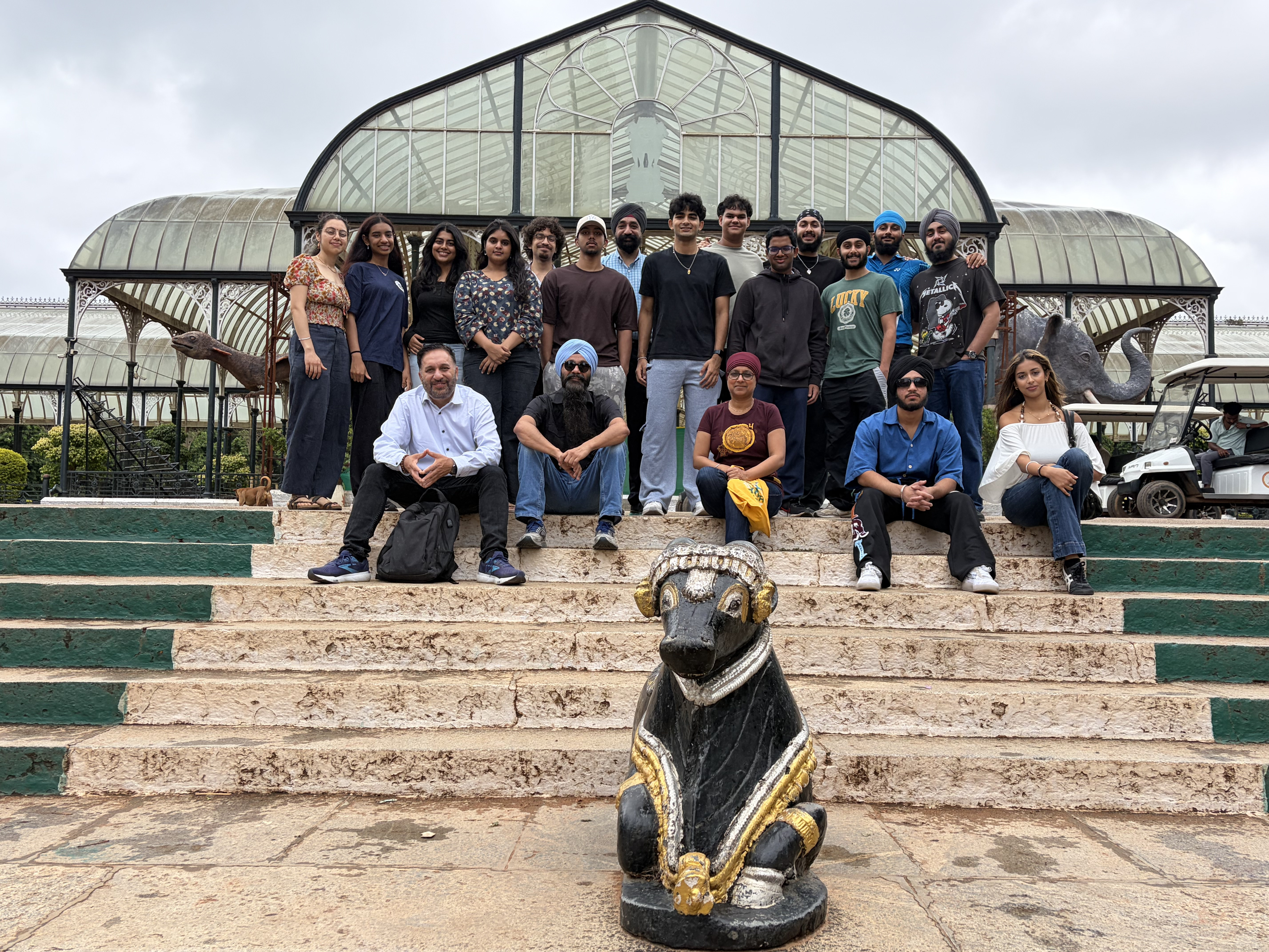 GLP cohort at Lal Bagh Botanical Garden greenhouse steps